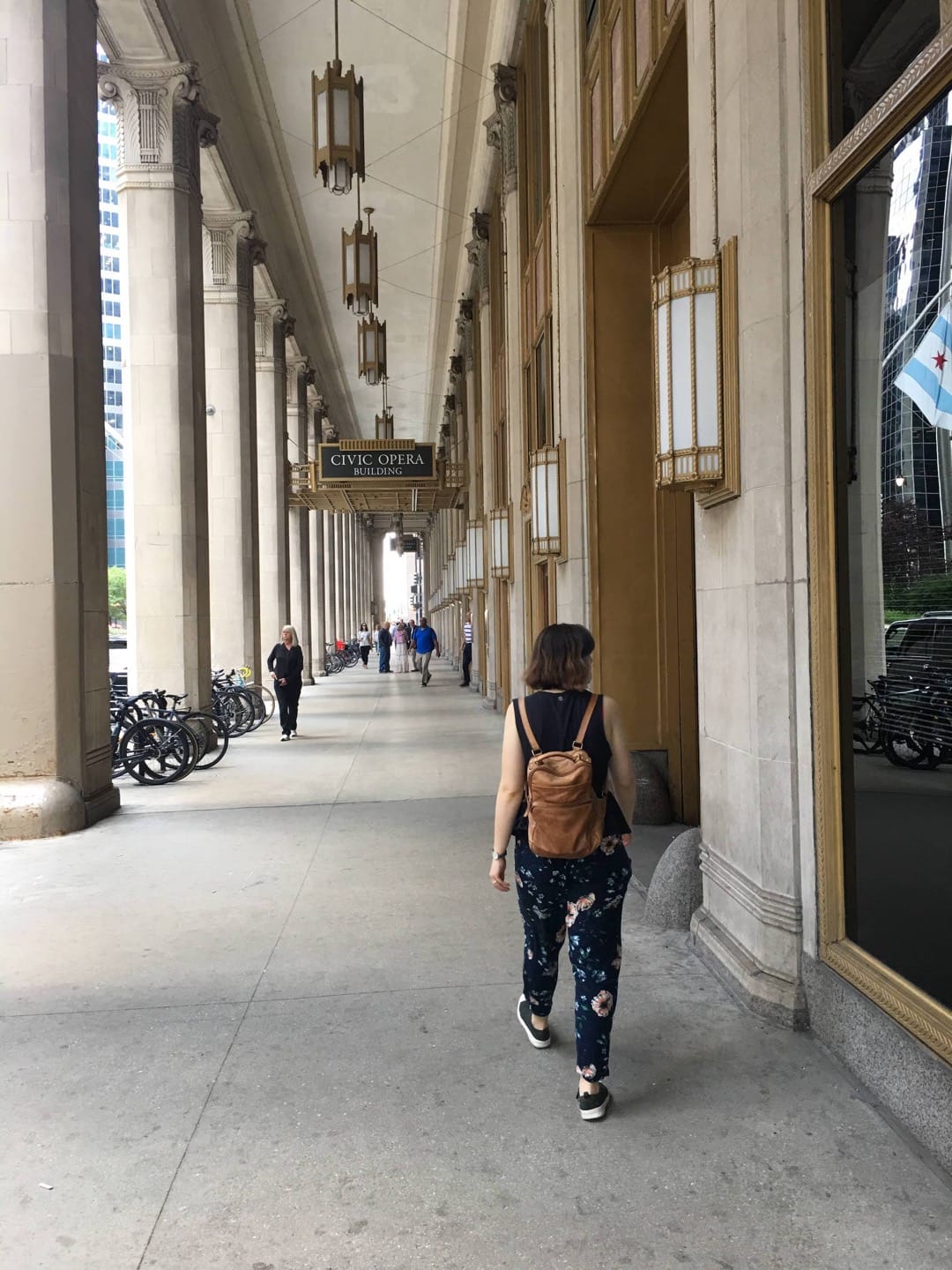 Jordan in front of Chicago Opera House.